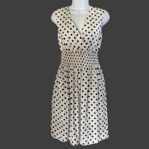 NWOT White and Black Polka Dot V-Neck Dress
